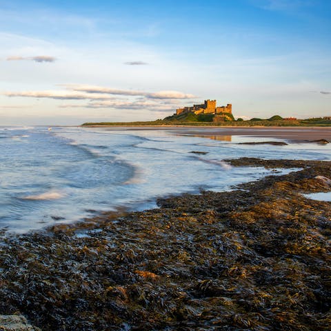 Reach the castle town of Bamburgh, less than ten minutes away by car