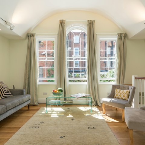 Unwind in the light and airy living and dining space