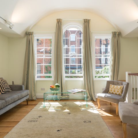 Unwind in the light and airy living and dining space