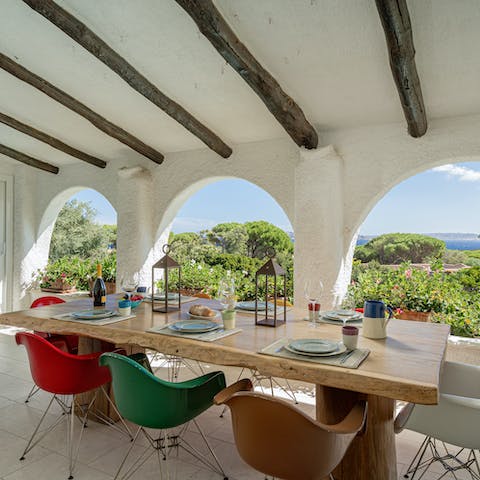 Dine alfresco on the terrace and drink in the gorgeous sea views