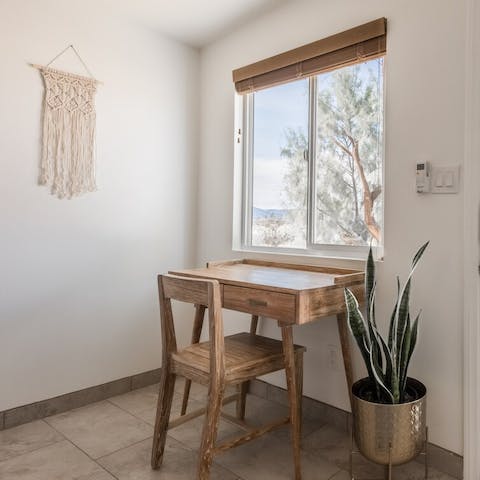 Catch up on work at the desk or use the view for inspiration