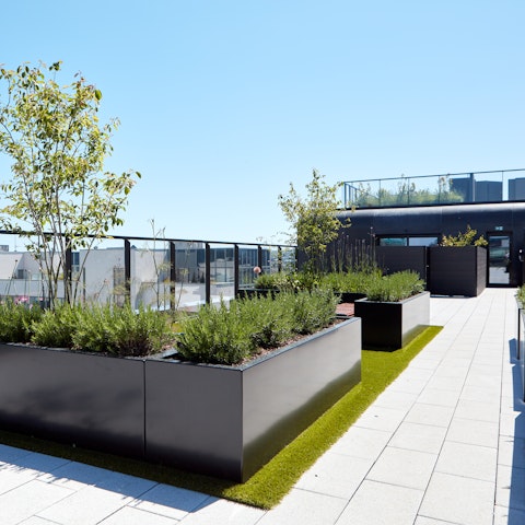 Enjoy views over Dublin's Docklands from the shared roof terrace