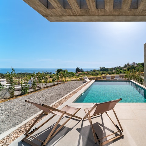 Take in the stunning Aegean Sea views