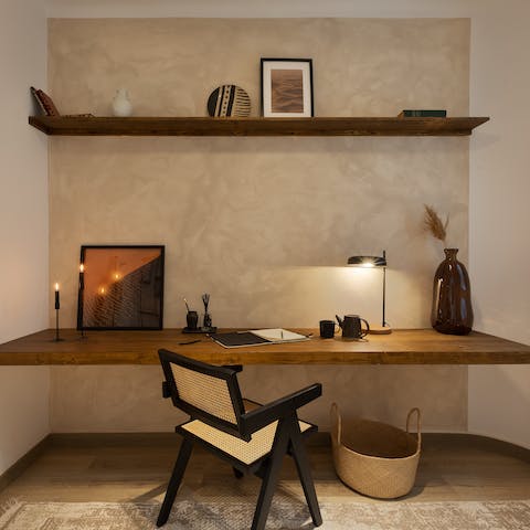 Catch up on work at the dedicated desk space