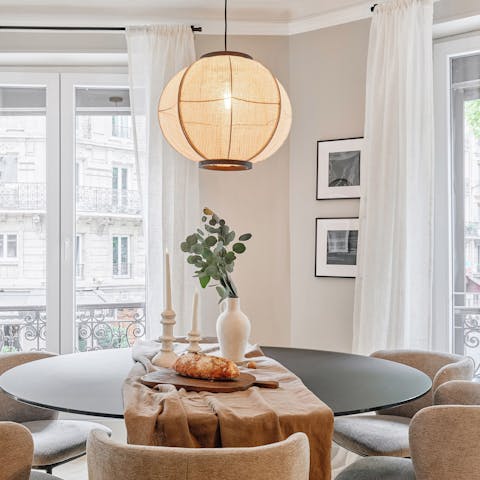 Nibble on a fresh-baked baguette around the dining table
