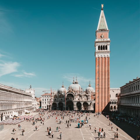 Explore the famous Piazza San Marco, reached in eight minutes by water bus