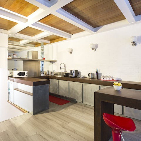 Whip up delicious home-cooked meals in the designer kitchen