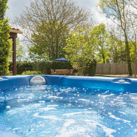 Soak in the hot tub