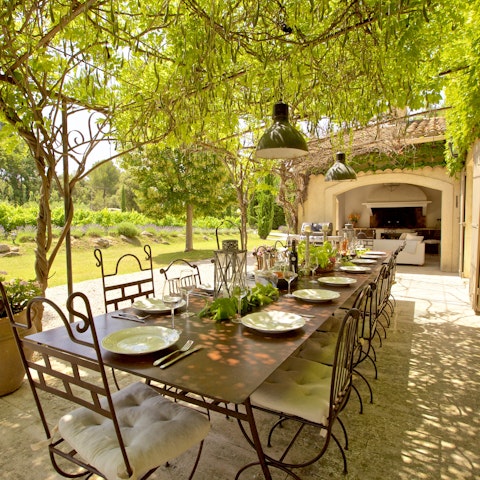 Share a long, leisurely lunch on the pretty terrace