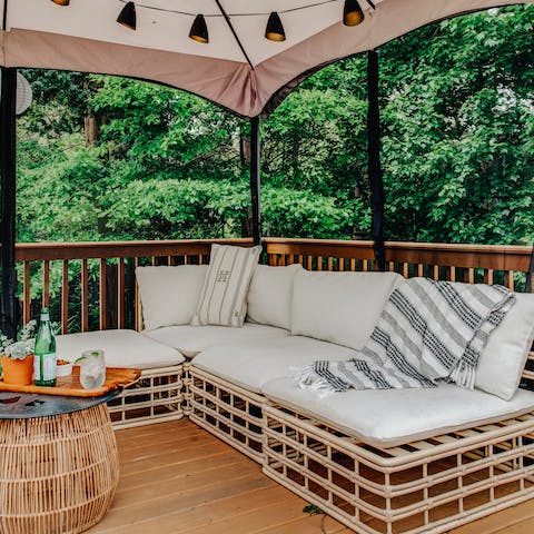 Relax outside under the canopy on the terrace