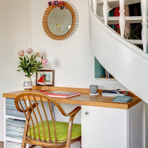 tranquil tucked-away desk space