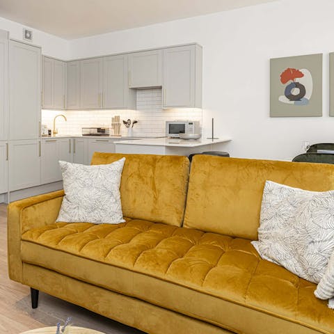 Lounge on the sofa after a day of sightseeing around the city