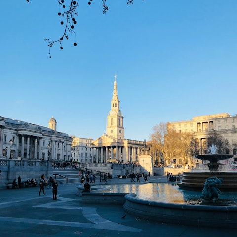 Soak up the atmosphere of Trafalgar Square – it's a two-minute walk away