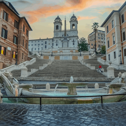 Meander down the Spanish Steps, a five-minute walk away