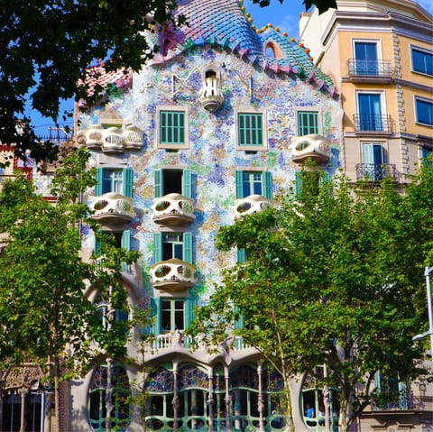 Visit the striking Casa Batlló, only a fifteen-minute walk from home
