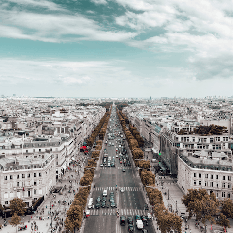 Go shopping on the iconic Champs-Élysées, a short walk away