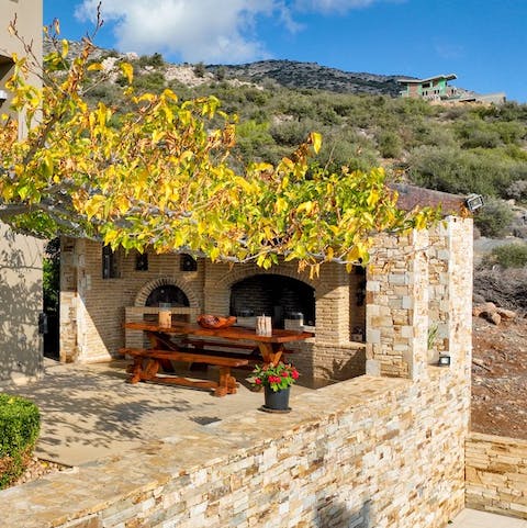 Dine outside on the veranda on warm, sunny days