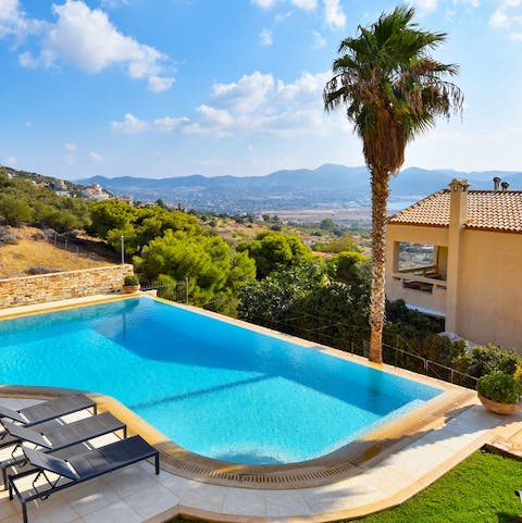 Cool down in the private pool with incredible views across the countryside