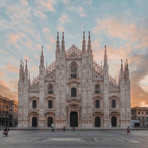 Discover the beautiful Duomo di Milano – a seven-minute stroll away