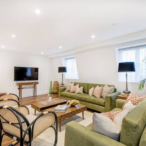 Sink into the plush sofa with a glass of wine and your favourite movie
