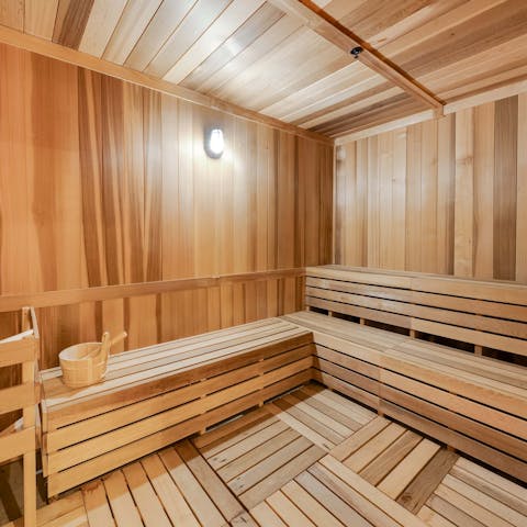 Revitalise and detox in the shared sauna
