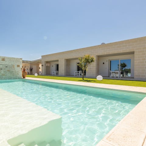 Wake up to a sunny swim in the pretty pool