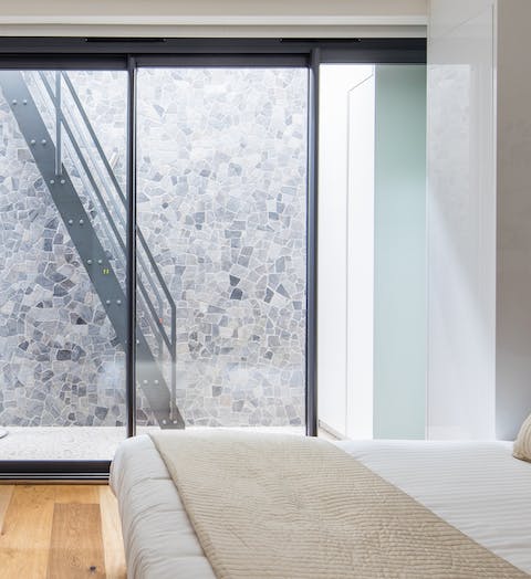 Natural light from the interior patio