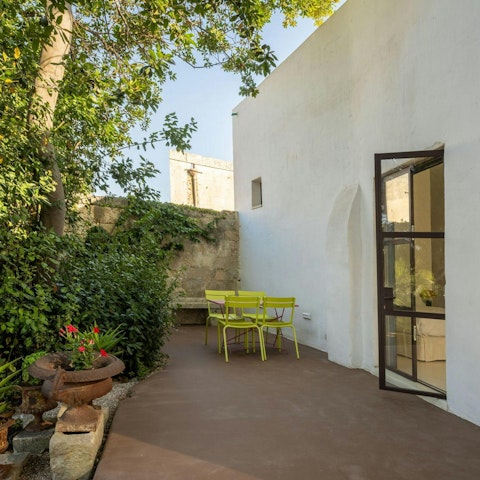 Enjoy a morning espresso on the shaded terrace