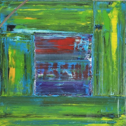 Admire the modern art livening up the living room