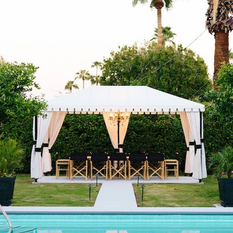 An awning perfect for meals alfresco