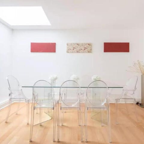 Enjoy the fruits of your labour around the funky modern dining table