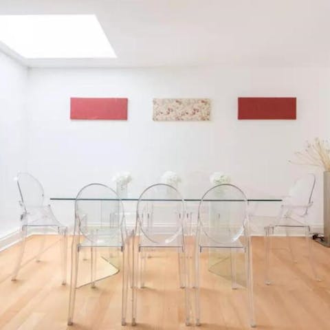 Enjoy the fruits of your labour around the funky modern dining table