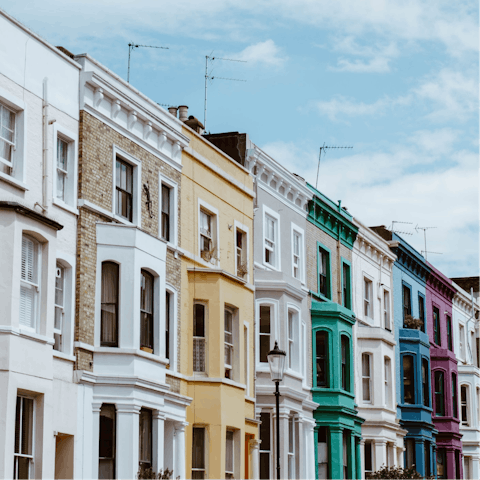 Stroll through Notting Hill, home to markets, cosy pubs, great restaurants, and a wealth of cool retro boutiques