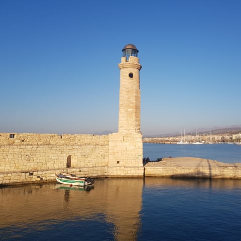 Spend the day sipping wine by the waterside at Rethymnon, 6.2km away by car