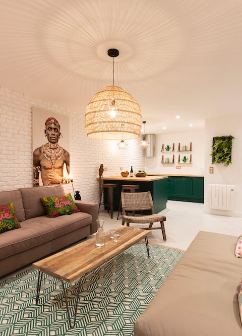 Unwind with a glass of wine in the warming living space
