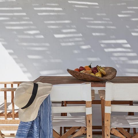 Enjoy a traditional Greek meze on your private veranda