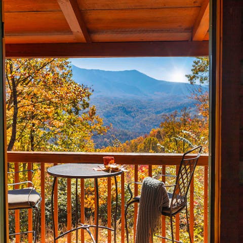 Sip your morning coffee as you drink in the Smoky Mountain views