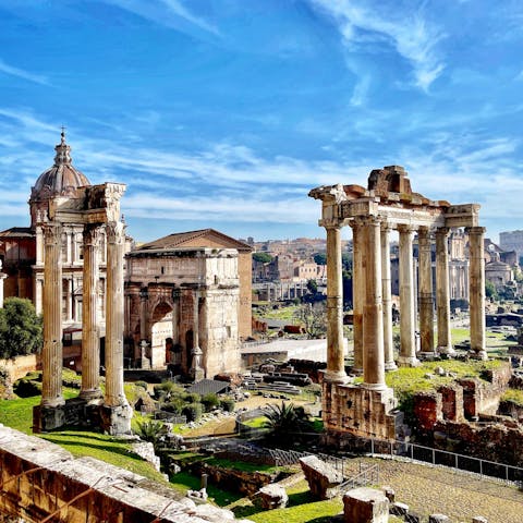 Visit the ancient Imperial fora, just a ten-minute walk from your home
