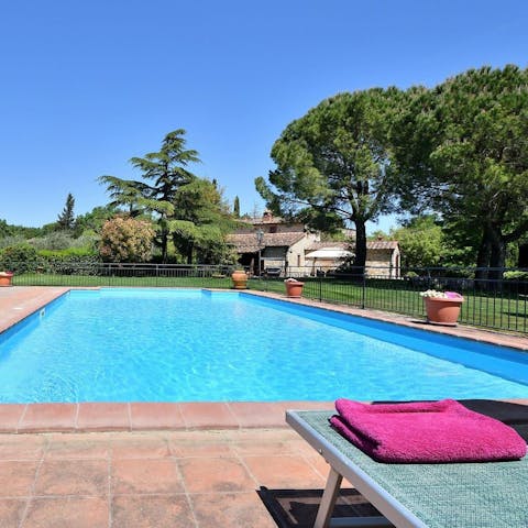 Float the day away in the private swimming pool