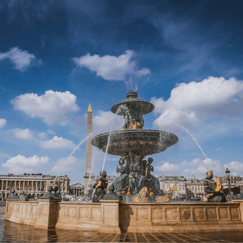 Wander down to the Place de la Concorde, next to the Seine