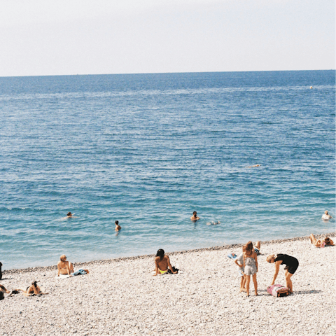 Take a dip in the sea at Èze Beach, five-minute drive away