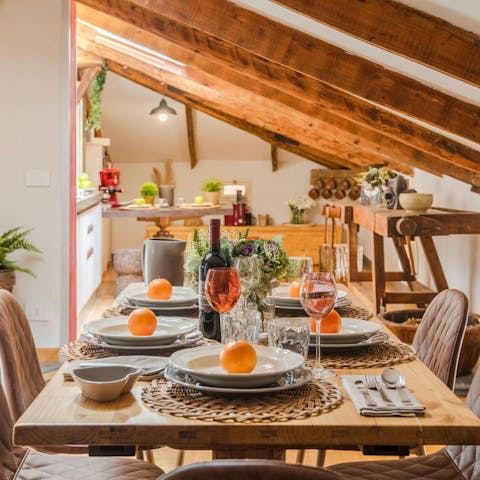 Savour some zuppa di farro at the dining table