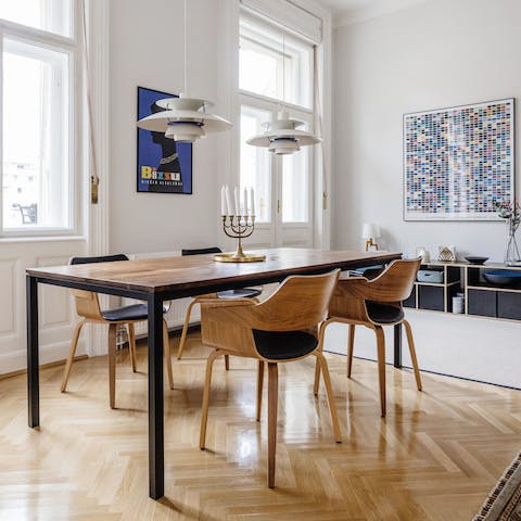 End the evening with a bowl of goulash and a glass of pálinka around the dining table