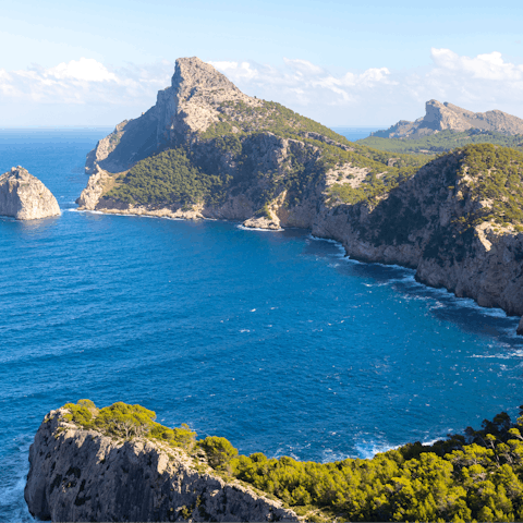 Explore the pine-clad Cap de Formentor, where the Sierra Tramuntana meet the sea