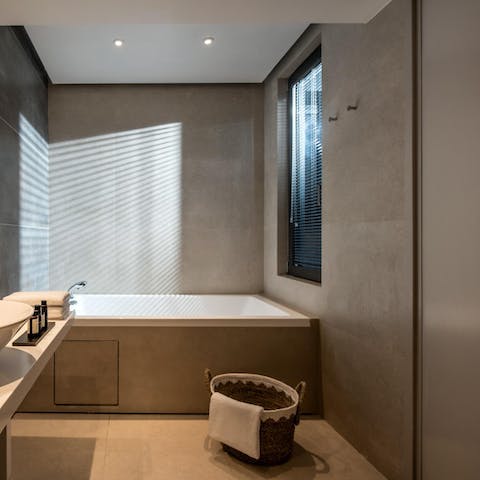Allow yourself a moment of self-care as you take a good soak in the bath