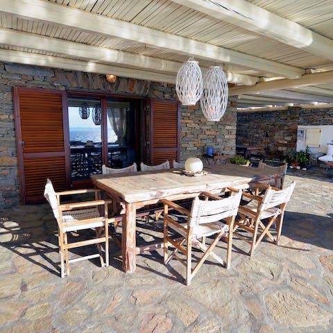 Serve up some Greek cuisine at the alfresco dining area
