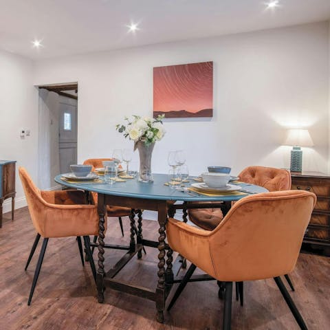 Tuck into family favourites at the dining table