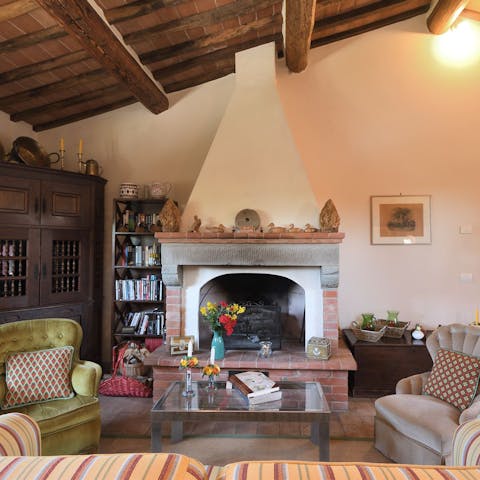 Curl up by the fireplace with a glass of Chianti