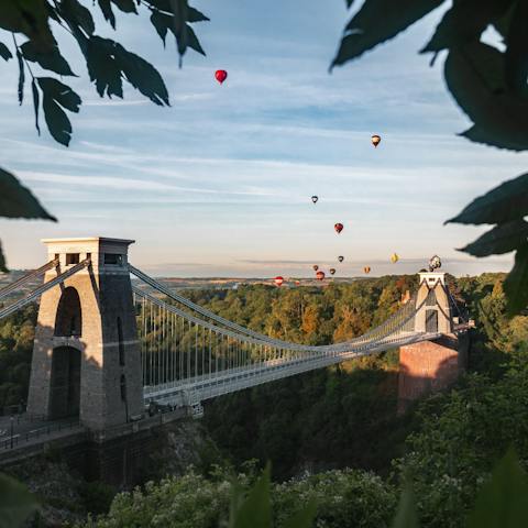 Stroll across the iconic Clifton Suspension Bridge, thirty minutes away on foot