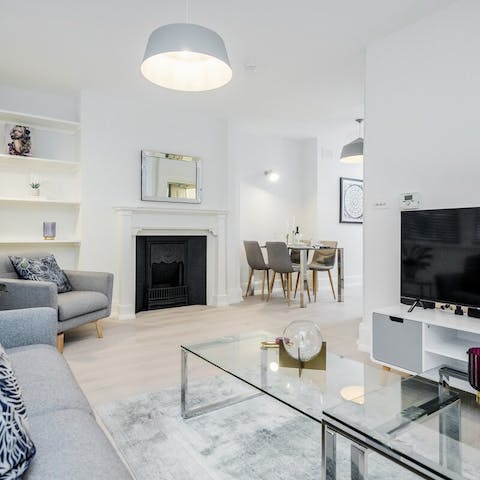 Unwind in a stylish living room after a day of sightseeing